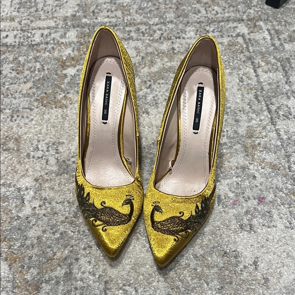 Zara Gold Embroidered Heels - Picture 4 of 4